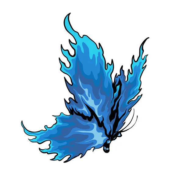 Uçan ve güzel mavi bir kelebeğin vektör çizimi