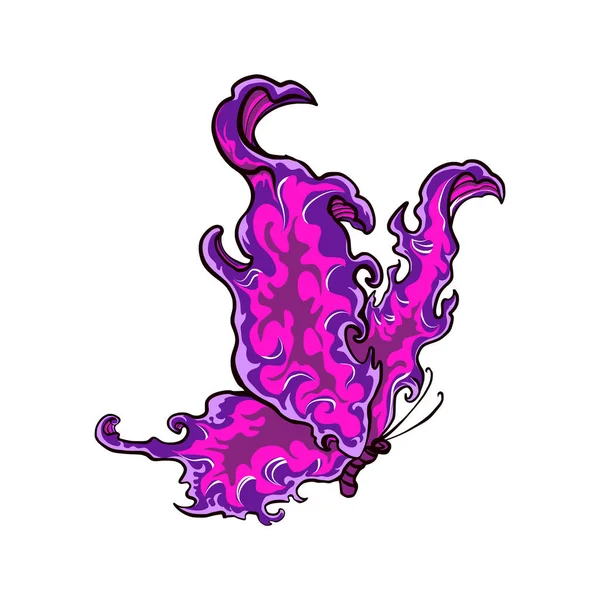 Uçan ve güzel mor renkli kelebeğin vektör çizimi