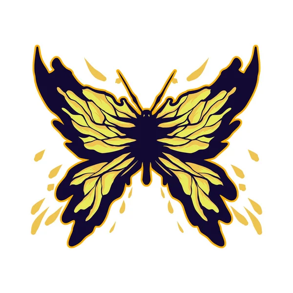 Uçan ve güzel sarı kelebeğin vektör çizimi