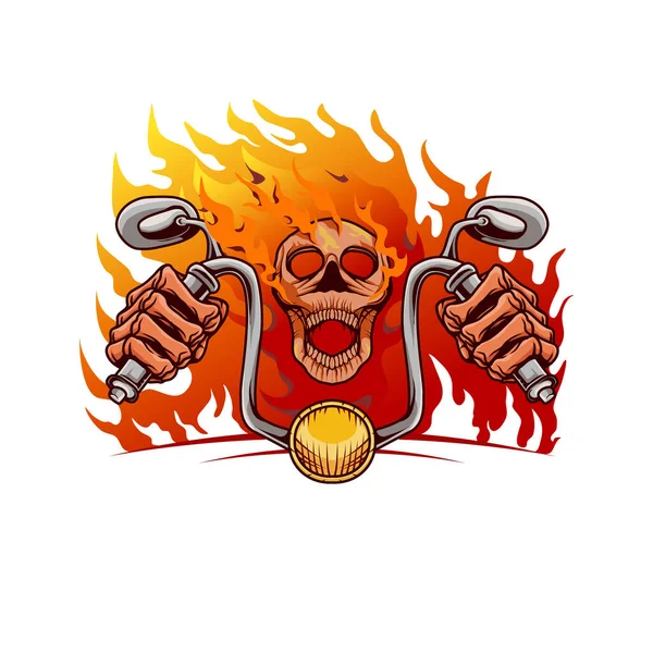 Logo ve t-shirt tasarımı için uygun motorize ve alevli kafatası vektör çizimi