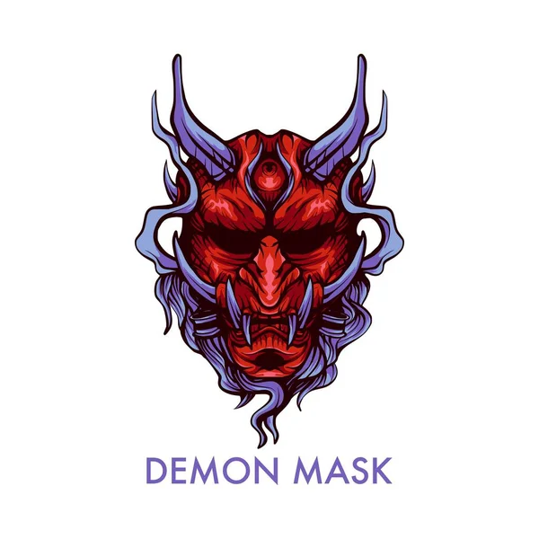 Şeytan maskesi çizimi Japonya 'dan, tişört veya logo tasarımı için uygun.