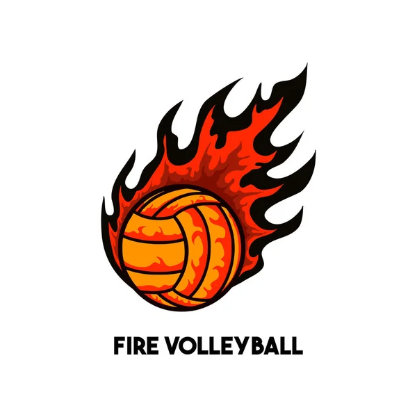 Yanan bir voleybol topunun vektör çizimi, alevler içinde yanıyor ve sarı renkli.