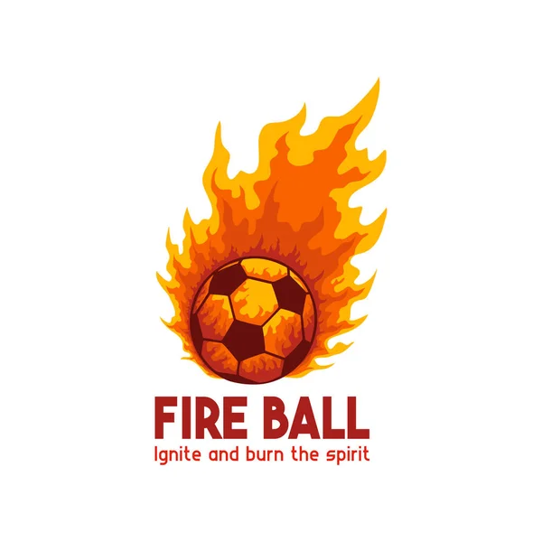 Alev alev yanan bir futbol topunun vektör çizimi, alevler içinde yanan sarı renkli
