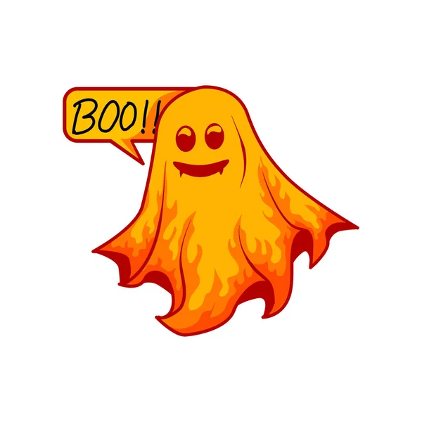 Ateşli bir hayaletin vektör çizimi havada süzülüyor ve 