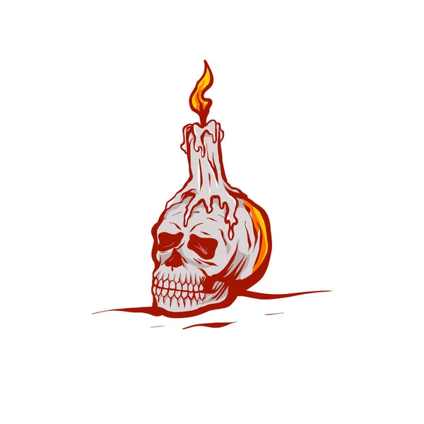 Kafasında mum olan bir kafatasının vektör çizimi