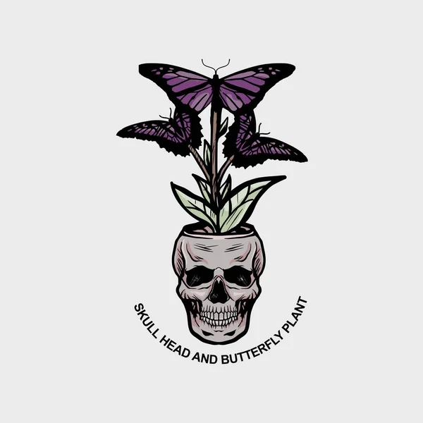 Saksı kafatası ve kelebek bitkisinin vektör çizimi