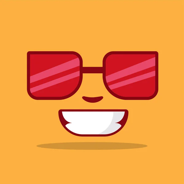 Cute Illustration Smile Red Glasses — Stock Vector