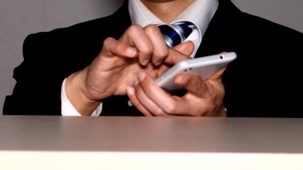 Businessman Using Smartphone Make Call — Stock Video