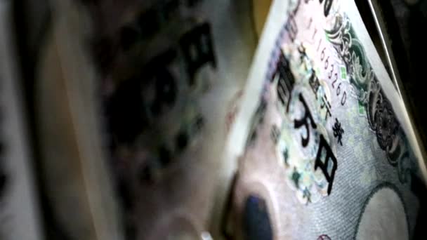 Видео Лотов Банкнот Номиналом 000 Иен — стоковое видео