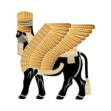 Lamassu antik Mezopotamya insan kafası ve boğa vücudu.