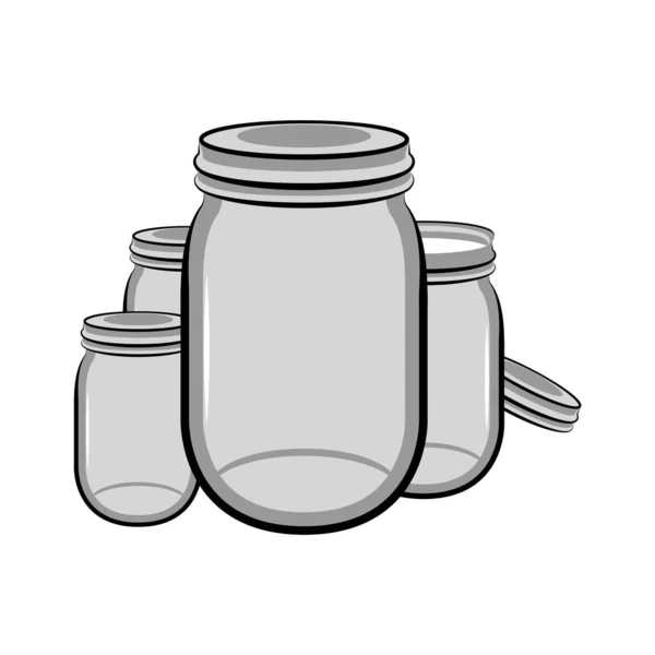 Recipiente Vidro Jar Com Tampa Vector Ilustração — Vetor de Stock
