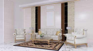 Klasik modern kanepe tarzıyla oturma odası tasarımı