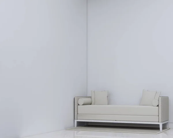 Olohuoneen Suunnittelu Makuuhuone Vaatekaappi Päivävuode Tyhjä Valkoinen Seinä Tausta — kuvapankkivalokuva