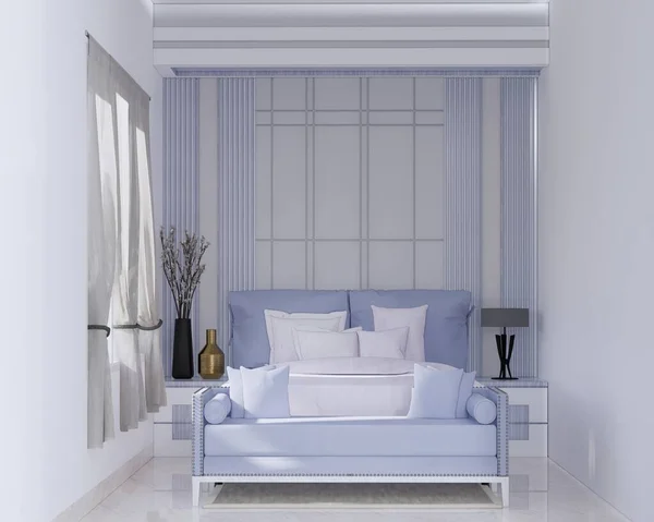 Schlafzimmer Kleiderschrank Marmorboden Wand Vorhang Liege Sofa Weißes Design Holzdesign — Stockfoto