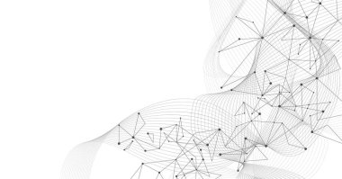 Basit üçgen figürler ve beyaz arkaplan üzerinde çizgi. Grafik tasarım elemanı ve geometri şekli deseni. Teknoloji fütüristik ağ arkaplanı. 