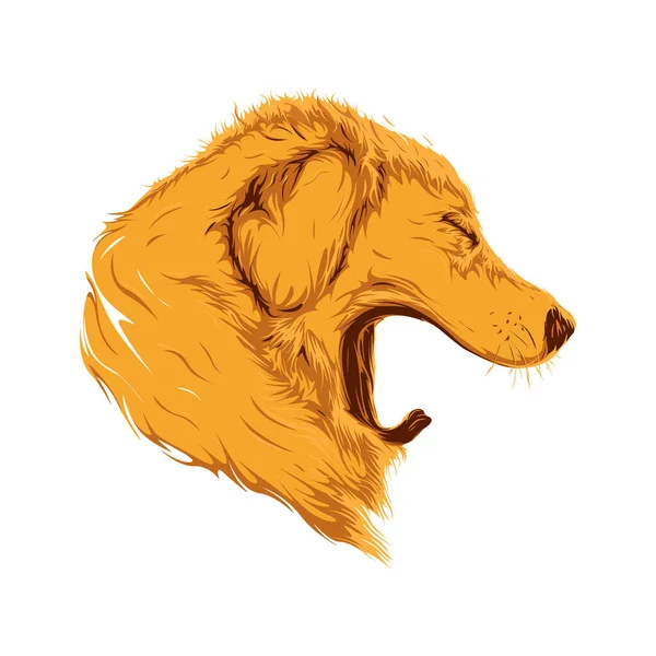 Золотая Голова Собаки Открытым Ртом Золотистый Ретривер Векторная Иллюстрация Хороший — стоковый вектор