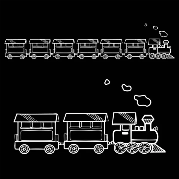 Hosszú Vasútvonal Művészet Vektor Egyszerű Füst Alkalmas Logó Poszter Kiegészítők — Stock Vector