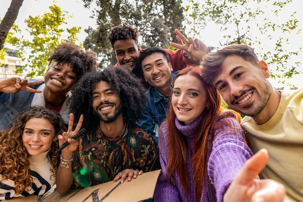 stock image selfie group diverse multiracial activists