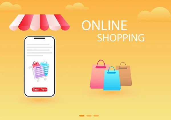 Online Shopping Website Mobile Vector Marketing Concept Digital Marketing — Stock Vector