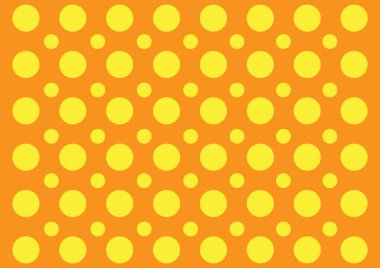 Turuncu arka planda sarı dairelerin kusursuz vektör deseni. hediye paketleme kağıdı davet kartı arkaplanı