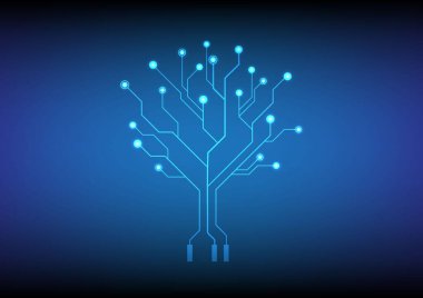 High-tech tree circuit board logo concept clipart