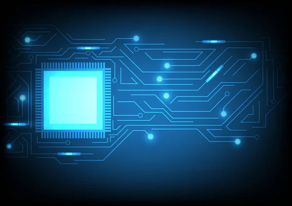Mikrochip Technologie Hintergrund Blaues Leiterplattenmuster — Stockvektor