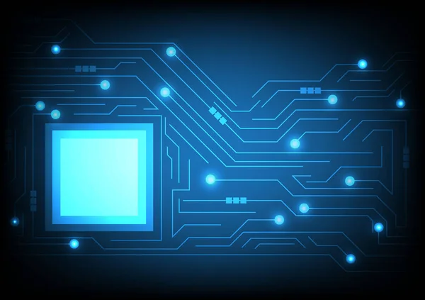 Cpu芯片和电路板 蓝色微处理器背景 电脑主板明亮的连接 摘要浅层技术背景 趋势矢量说明 — 图库矢量图片