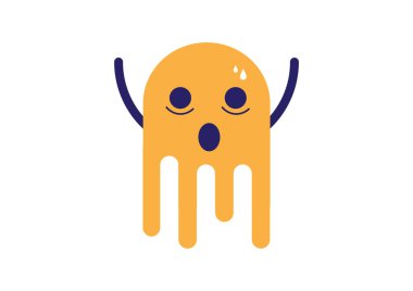 Cadılar Bayramı, Kawaii tarzında şirin hayaletlerin olduğu bir bayram. beyaz arkaplan