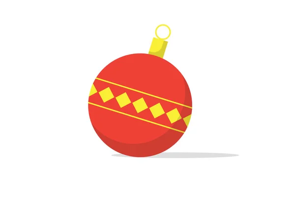 Weihnachtsbaumkugel Rote Glasperlen Dekoration Isoliert Auf Weißem Hintergrund Symbol Für — Stockvektor