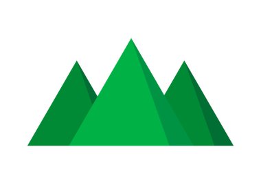 Beyaz arkaplanda yeşil dağ vektör simgesi