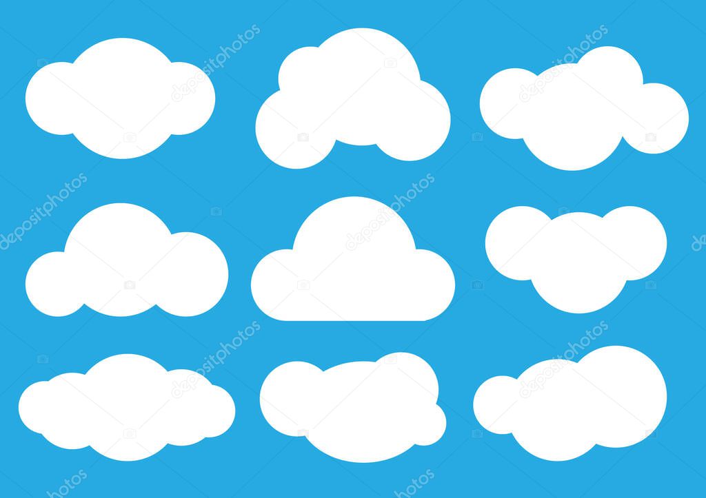 Cloud collection vector illustration icon on blue background