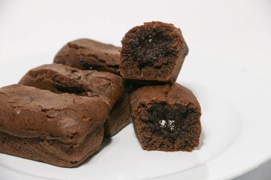 Cake Beams Brownie with Chocolate melted or Kue Balok Brownies. Typical food from Lembang, West Java. clipart