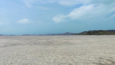 beautiful view of the tropical beach of Pahawang Island, Lampung. Landscape in the highland natural park. Panoramic view by the sea. clipart