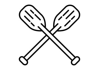 Yuvarlak bıçaklı iki kürek, sapları dışa dönük ve ortada buluşarak bir X oluştururlar. Siyah ana hatlarıyla resmedilmişler..