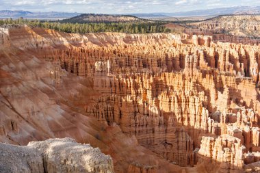 Güneşli bir günde Bryce Canyon Ulusal Parkı 'nda harika kaya oluşumları