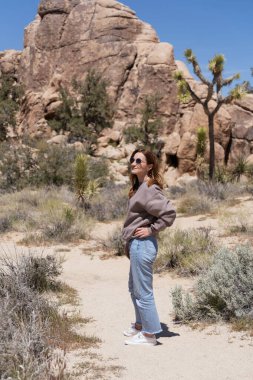 Joshua Tree 'yi keşfeden kadın, Kaliforniya Ulusal Parkı