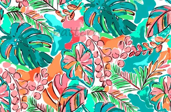 Tropical Leaves Seamless Pattern Vector Illustration — Stock Photo, Image