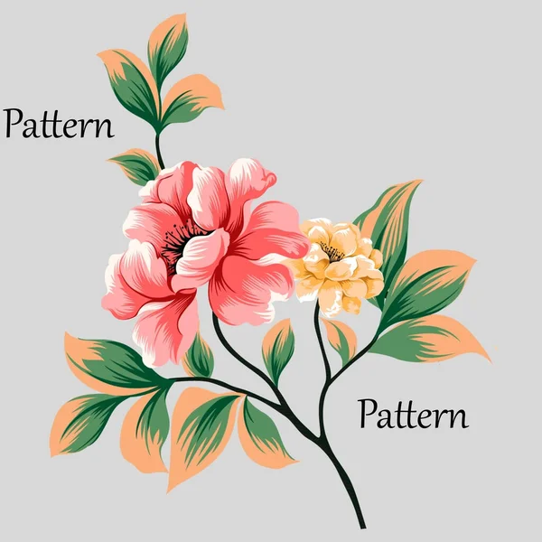 Conjunto Patrón Sin Costura Floral Con Flores Hojas Ilustración Vectorial —  Fotos de Stock