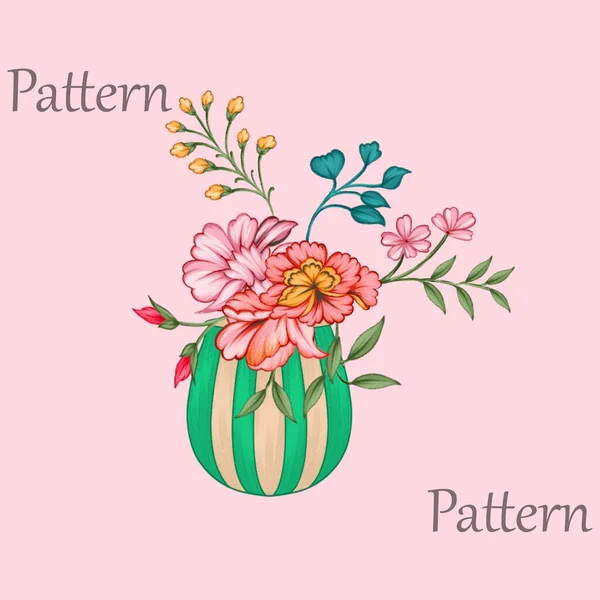 Vector Illustration Pattern Flowers Leaves — Stock Photo, Image