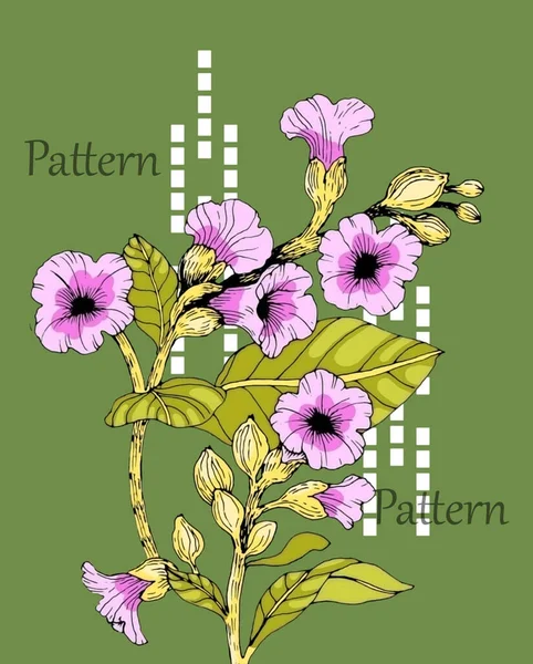Sömlöst Mönster Med Färgglada Blommor Vektor Illustration — Stockfoto