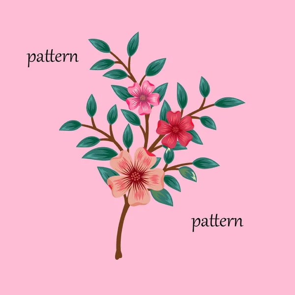 繊維の設計のための乾燥したブラシの細部の新しい考えの美しい赤い植物の花のイラスト — ストック写真