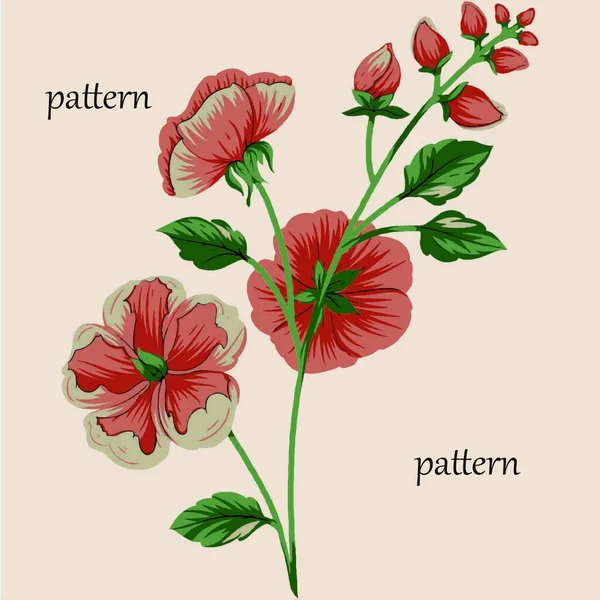 Красивый Красный Ботанический Цветок Иллюстрация Сухой Кистью Подробно Новая Идея — стоковое фото