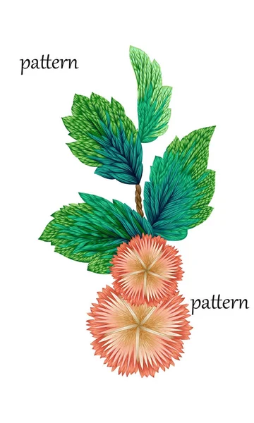 Vacker Röd Botanisk Blomma Illustration Med Torr Borste Detalj Idé — Stockfoto