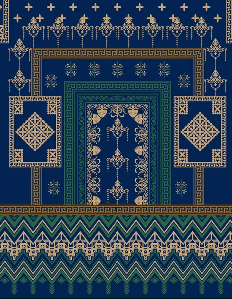Seamless Pattern Traditional Embroidery Ornament Form Square Vector Illustration — Stock Photo, Image
