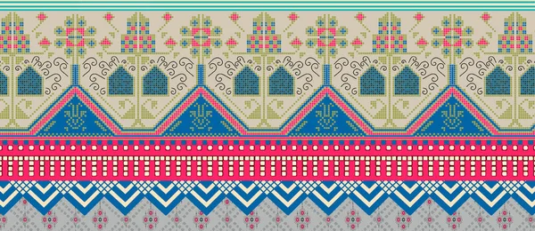 民族Boho无缝模式 传统的观赏植物图案 纺织背景 桌布设计 — 图库照片