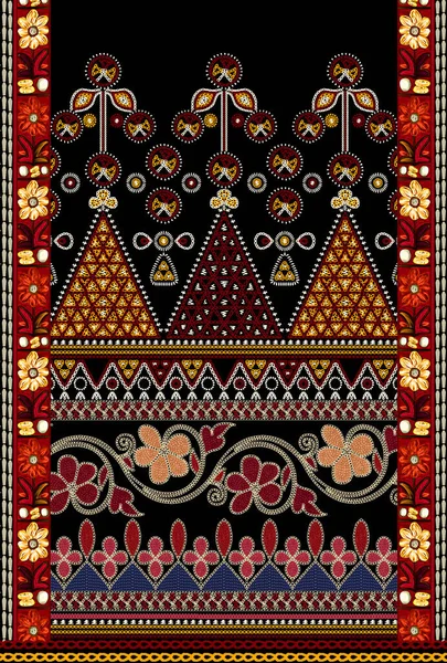 Этнический Цветочный Бесшовный Рисунок Абстрактный Орнаментальный Узор — стоковое фото
