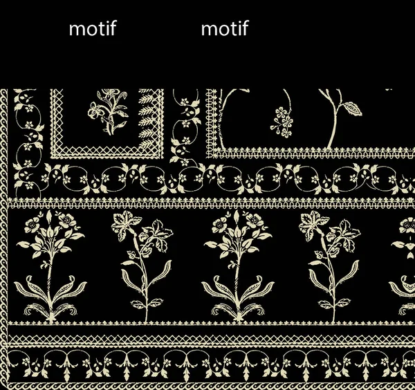 Απρόσκοπτη Μοτίβο Των Συνόρων Λουλούδια Και Φύλλα Διανυσματική Απεικόνιση — Φωτογραφία Αρχείου