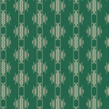 Yeşil ve kahverengi çiçekli süsler. Tekstil, duvar kâğıtları ve arka planlar için kusursuz desen