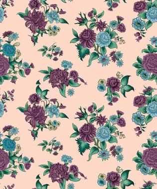 Güzel çiçekler kusursuz desenli arka plan. vektör illüstrasyonu