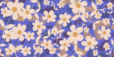 El çizimi çiçekli, soyut, pürüzsüz desen.